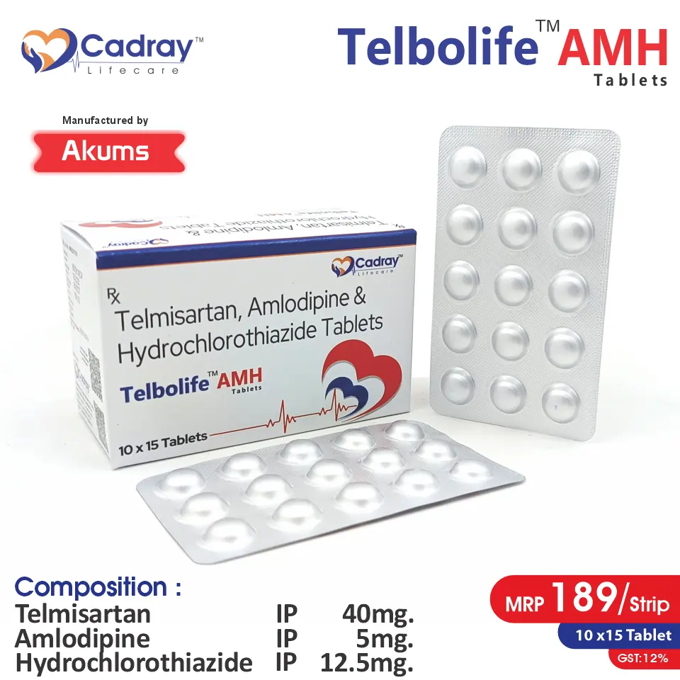 Telmisartan 40mg + Amlodipine 5mg + Hydrochlorothiazide 12.5mg | Hypertension Therapy | Best Price for PCD Pharma Franchise